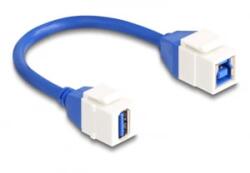 Delock Keystone modul USB kábel 5 Gbps A-típusú USB anya B-típusú USB anya 20 cm, kék (86970)