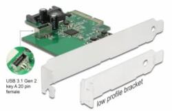 Delock PCI Express Kártya 1 x belső USB 3.2 Gen 2 Kulcs A, 20 tűs anya csatlakozó (89029) - aqua