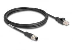 Delock Kábel M12 D kódolt 4 tűs apa - RJ45 apa PVC 2 m (80851)