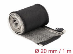 Delock Hőellenálló EMI Shielding fonott borítás zipzárral, 1 m x 20 mm méretű, fekete (20846) (20846)