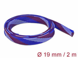 Delock Fonott kábelharisnya nyújtható 2 m x 19 mm kék-piros-fehér (20746) - aqua