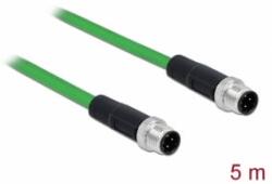 Delock Hálózati kábel M12 4 tűs D-kódú apa - apa TPU 5 m hosszú (85920) - aqua