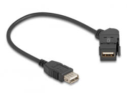 Delock USB 2.0 A-típusú panel tartó anya 45 -ban hajlított A-típusú anya 30 cm kábellel fekete (67152)