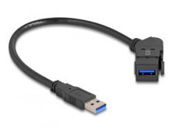 Delock USB 5 Gbps A-típusú panel tartó anya 45 -ban hajlított A-típusú apa 30 cm kábellel, fekete (67153) (67153) - aqua