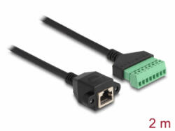Delock RJ45 kábel Cat. 6 anya - Terminal Block Adapter beépíthető, 2 m hosszú, 2 részes (66060) - aqua