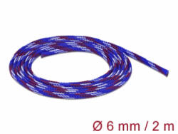 Delock Fonott kábelharisnya nyújtható 2 m x 6 mm kék-piros-fehér (20741) (20741)
