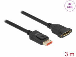 Delock DisplayPort bővítőkábel panelrögzítés 8K 60 Hz 3 m (87098) (87098)