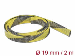Delock Fonott kábelharisnya nyújtható 2 m x 19 mm fekete-sárga (20742) (20742)