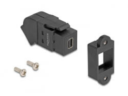 Delock Mini DisplayPort panel tartó anya - DisplayPort anya 45 -ban hajlított 8K 30 Hz fekete (67154)