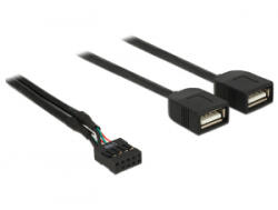 Delock USB kábel tűfejes anya > 2 x USB 2.0 A-típusú anya 40 cm (83823) - aqua