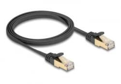 Delock RJ45 lapos hálózati kábel fonott borítással Cat. 6A U/FTP apa - apa 1 m fekete (80325)