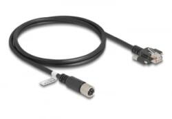 Delock M12 kábel X-kódú 8 tűs anya - RJ45 apa csavarokkal Cat. 6A S/FTP 1 m hosszú fekete (80456)
