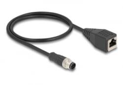 Delock Kábel M12 A kódolt 8 tűs apa - RJ45 anya PVC 0, 5 m (60621)
