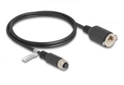Delock M12 kábel A-kódú 8 tűs anya - RJ45 anya Cat. 5e FTP installálásához 1 m, fekete (80433) (80433)