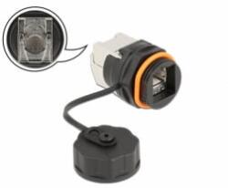 Delock Vízhatlan védőkupakkal ellátott kábel konnektor RJ45 anya - Cat. 6A LSA (86698) - aqua