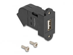 Delock USB 2.0 A-típusú panel tartó anya A-típusú anya 45 -ban hajlított fekete (67150) (67150) - aqua