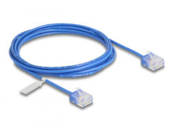 Delock RJ45 hálózati kábel Cat. 6 UTP ultravékony 2 m kék rövid csatlakoztatókkal (80797) (80797)
