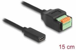 Delock ? USB Type-C 2.0 kábel anya - terminal block adapter lenyomó gombbal 15 cm (66067) (66067) - aqua