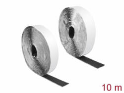 Delock Velcro öntapadó tépőzáras szalag-szett, H 10 m és Sz 25 mm fekete (19081) (19081)