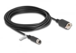 Delock M12 kábel A-kódú 8 tűs anya - RJ45 anya Cat. 5e FTP installálásához 5 m, fekete (80440)