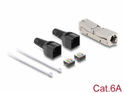Delock RJ45 csatoló LSA-LSA húzásmentesítővel, Cat. 6A szerszám nélkül (87064) (87064)