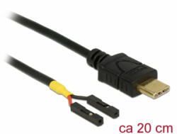 Delock Kábel USB Type-C apa > 2 x tüskesori csatlakozó, anya, különálló teljesítmény, 20 cm (85395) (85395)