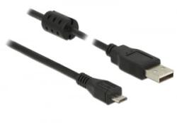 Delock USB 2.0-s kábel A-típusú csatlakozódugóval > USB 2.0 Micro-B csatlakozódugóval, 5, 0 m, fekete (84910) - aqua