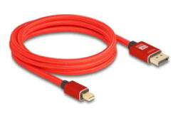 Delock Mini DisplayPort - DisplayPort-kábel 8K 60 Hz 2 m piros fém retesz nélküli (81095) (81095)