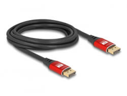 Delock DisplayPort kábel 8K 60 Hz 3 m piros fém (80606) (80606)