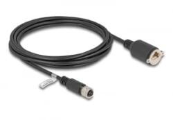 Delock M12 kábel D-kódú 4 tűs anya - RJ45 anya Cat. 5e FTP installálásához 3 m, fekete (80454)