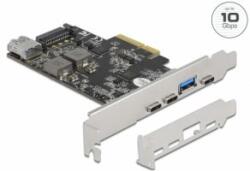 Delock PCI Express x4 Kártya - 3 x USB Type-C + 2 x A-típusú USB - SuperSpeed USB 10 Gbps - alacson (90060) (90060) - aqua