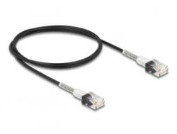 Delock RJ45 hálózati kábel dupla hajlítás védelemmel Cat. 6A UTP Slim 1 m, fekete (80389)