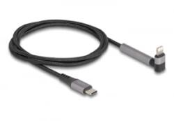Delock Adat és töltő kábel USB Type-C - Lightning iPhone , iPad , iPod eszközökhöz hajlított álló funkcióval, fekete és 1, 5 m hosszú,