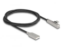 Delock Kábel USB 2.0 A-típusú apa - USB Type-C apa hajlított, LED fénnyel és gyors töltő funkcióval 60 W 1 m (80766)