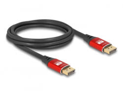 Delock DisplayPort kábel 8K 60 Hz 2 m piros fém (80605) (80605)