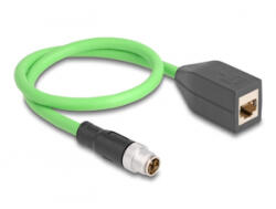 Delock Kábel M12 X kódolt 8 tűs apa - RJ45 anya PUR (TPU) 0, 5 m (60572)