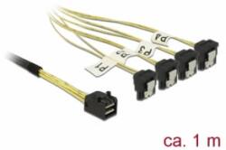 Delock Kábel Mini SAS HD SFF-8643 >4 x SATA 7 érintkezős hüvely 90 fokban ívelt 1 m (85685) (85685)