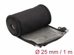Delock Hőellenálló EMI Shielding fonott borítás zipzárral, 1 m x 25 mm méretű, fekete (20847) (20847)
