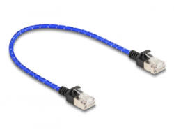 Delock RJ45 hálózati kábel fonott borítással Cat. 6A U/FTP Slim, 0, 3 m, kék (80375)