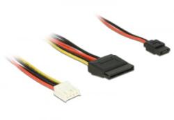 Delock Tápkábel 4 tus Floppy-csatlakozóhüvellyel > 15 tus SATA-csatlakozóhüvellyel (5 V + 12 V) + 6 (84932) - aqua