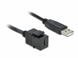 Delock Keystone modul, USB 2.0 C-csatlakozóhüvely > USB 2.0 A-csatlakozódugó, kábellel (86378) - aqua