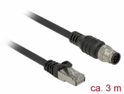 Delock RJ45 csatlakozót és M12 csatlakozót összekötő kábel 8 tűs A kódolt Cat. 5e SFTP 3 m hosszú (84924) - aqua