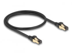 Delock RJ45 hálózati kábel Cat. 6A apa - apa S/FTP fekete 50 cm - Cat. 7 nyers kábellel, mely alkalmas bel- és kültéri használatra (80247) (80247)