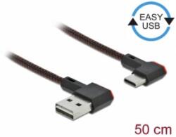 Delock EASY-USB 2.0 kábel A-típusú csatlakozódugó - USB Type-C csatlakozódugó, ívelt bal / jobb, 0, (85280) (85280) - aqua