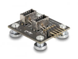 Delock USB 2.0 adapter tűfejes anya - 2 x belső E-típusú A kulcs USB hajlított, mágneses anya tűfejes USB kábellel 30 cm (67176) (67176) - aqua