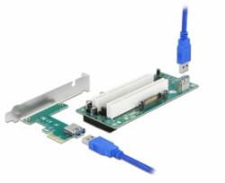 Delock PCI Express Riser kártya x1 - 2 x PCI 32 Bit bővítőhely, 60 cm-es -kábellel (90066) - aqua