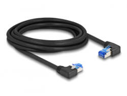 Delock RJ45 hálózati kábel Cat. 6A S/FTP jobb / bal, hajlított, 3 m, fekete színű (80466)