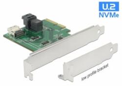Delock PCI Express x4 kártya U. 2 NVMe - 1 x belső SFF-8654 4i és 1 x belső SFF-8643 alacsony profi (89923)