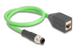 Delock Kábel M12 D kódolt 4 tűs apa - RJ45 anya PUR (TPU) 0, 5 m (60571)