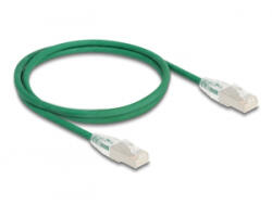 Delock RJ45 hálózati kábel Cable Cat. 6A apa apa hajlított csatlakozóval U/FTP Slim 1 m, zöld (80365) (80365)